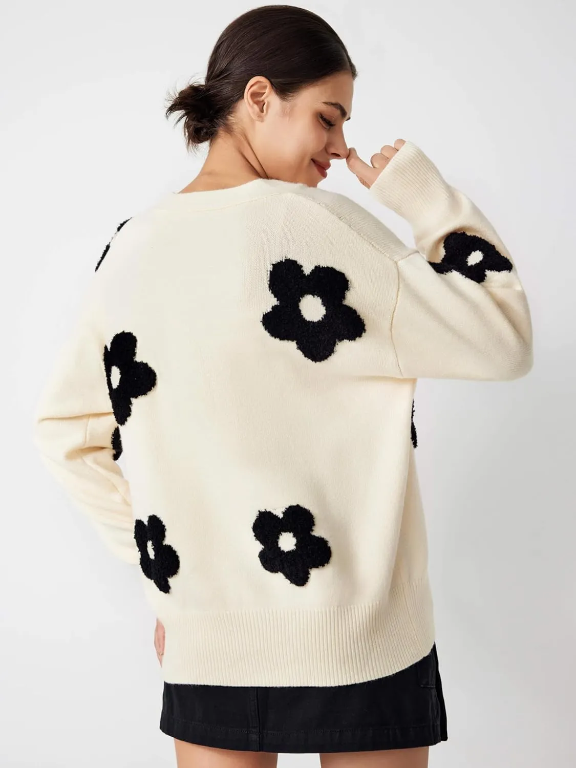 CIDER Womens Cardigan V Neck Floral Cardigan for Women Knit Button Down 2024 Fall