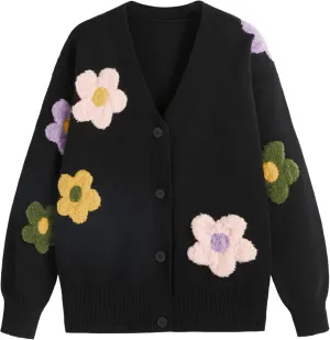 CIDER Womens Cardigan V Neck Floral Cardigan for Women Knit Button Down 2024 Fall