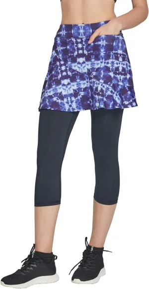 Cityoung Women Skorts Pants Capri with Attached Skirt Golf Skirted Leggings Skirts with Leggings Pockets Workout
