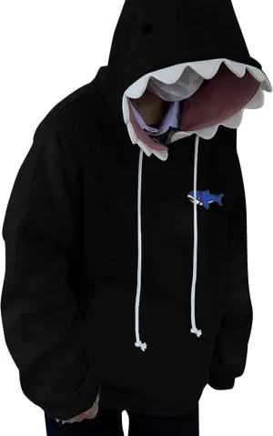 cooki Fall Outfits for Women Sweatshirts Blue Kawaii Shape Hoodie for Girls Cute Teens Animal Shark Hoodies Cosplay Hoodies