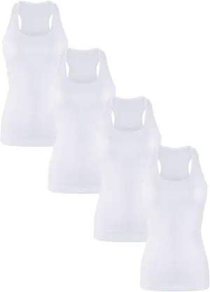 Cotton Ribbed Racerback Tank Tops for Women Basic Workout Athletic Tanks Gym Tank Top Yoga Shirts Pack 1-4