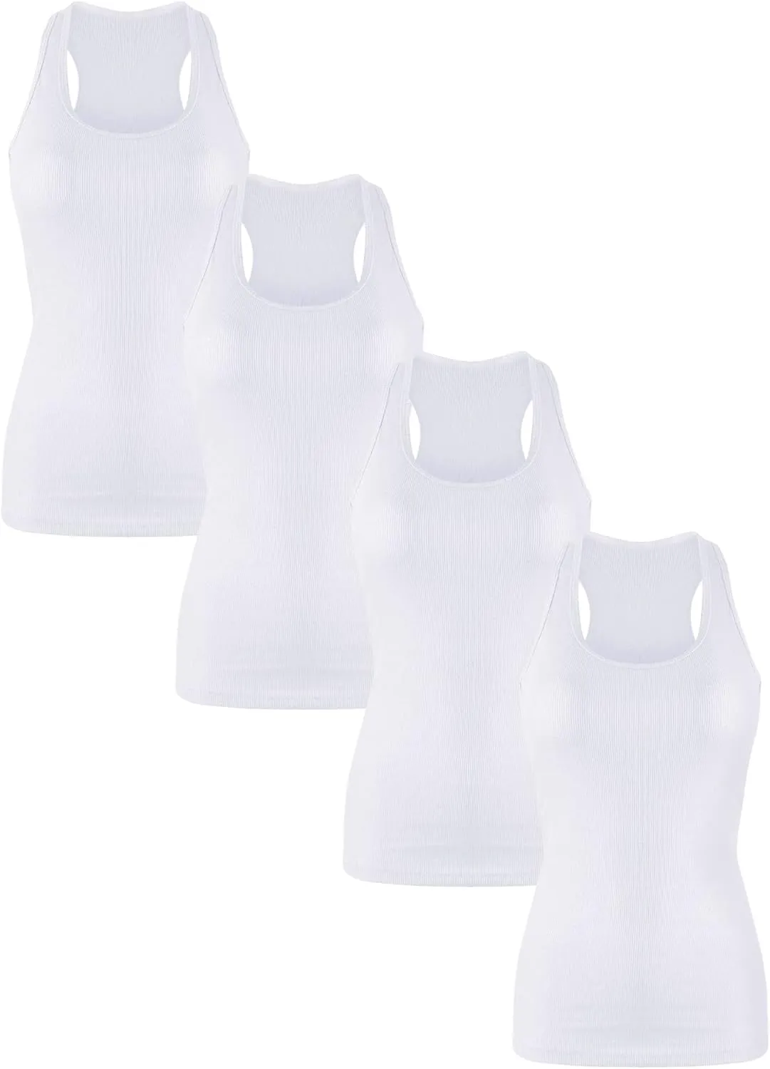 Cotton Ribbed Racerback Tank Tops for Women Basic Workout Athletic Tanks Gym Tank Top Yoga Shirts Pack 1-4