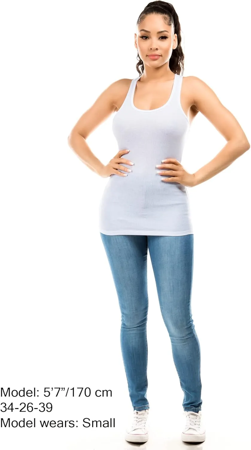 Cotton Ribbed Racerback Tank Tops for Women Basic Workout Athletic Tanks Gym Tank Top Yoga Shirts Pack 1-4