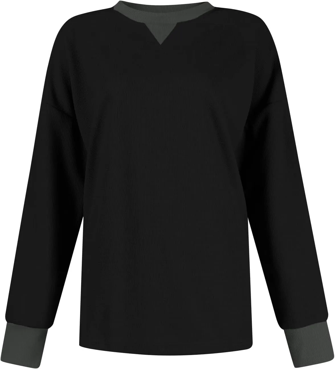 Crew Neck Sweatshirts Women Long Sleeve Waffle Knit Tops 2024 Fall Fashion Oversized Pullover Sweater Teacher Shirts