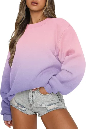 Crew Neck Sweatshirts Women Oversized Crewneck Sweatshirt Long Sleeve Fleece Pullover Fall Y2k Hoodies Preppy Clothes