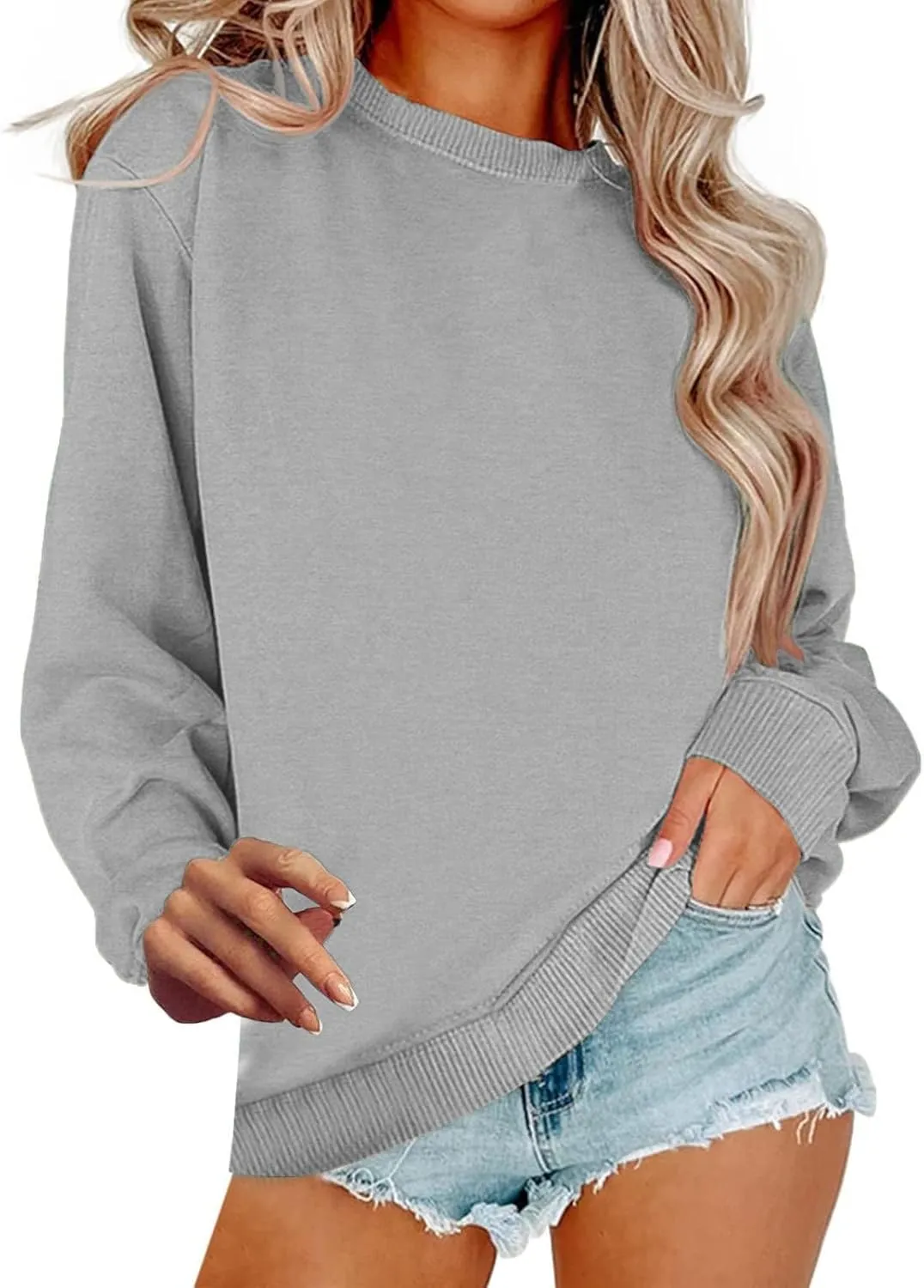 Crew Neck Sweatshirts Women Oversized Fall Sweatshirt Casual Loose Long Sleeve Tops Pullover Cute Y2k Preppy Clothes