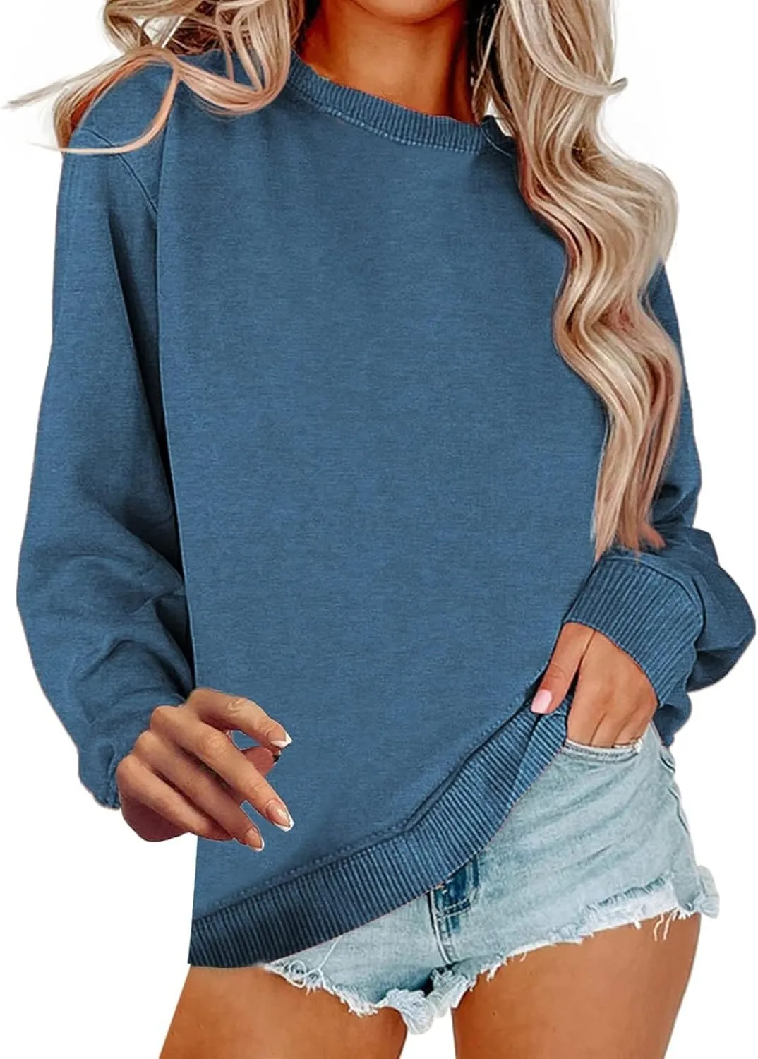 Crew Neck Sweatshirts Women Oversized Fall Sweatshirt Casual Loose Long Sleeve Tops Pullover Cute Y2k Preppy Clothes
