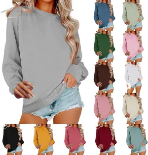 Crew Neck Sweatshirts Women Oversized Fall Sweatshirt Casual Loose Long Sleeve Tops Pullover Cute Y2k Preppy Clothes