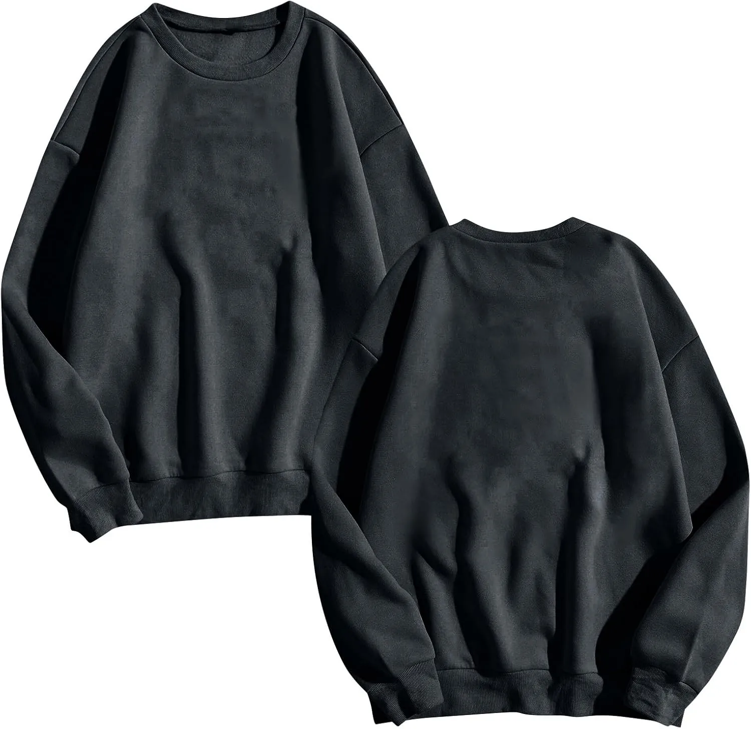 Crewneck Sweatshirts Women Fleece Oversized Hoodie Long Sleeve Shirts Loose Fitting Tops Drop Shoulder Pullover