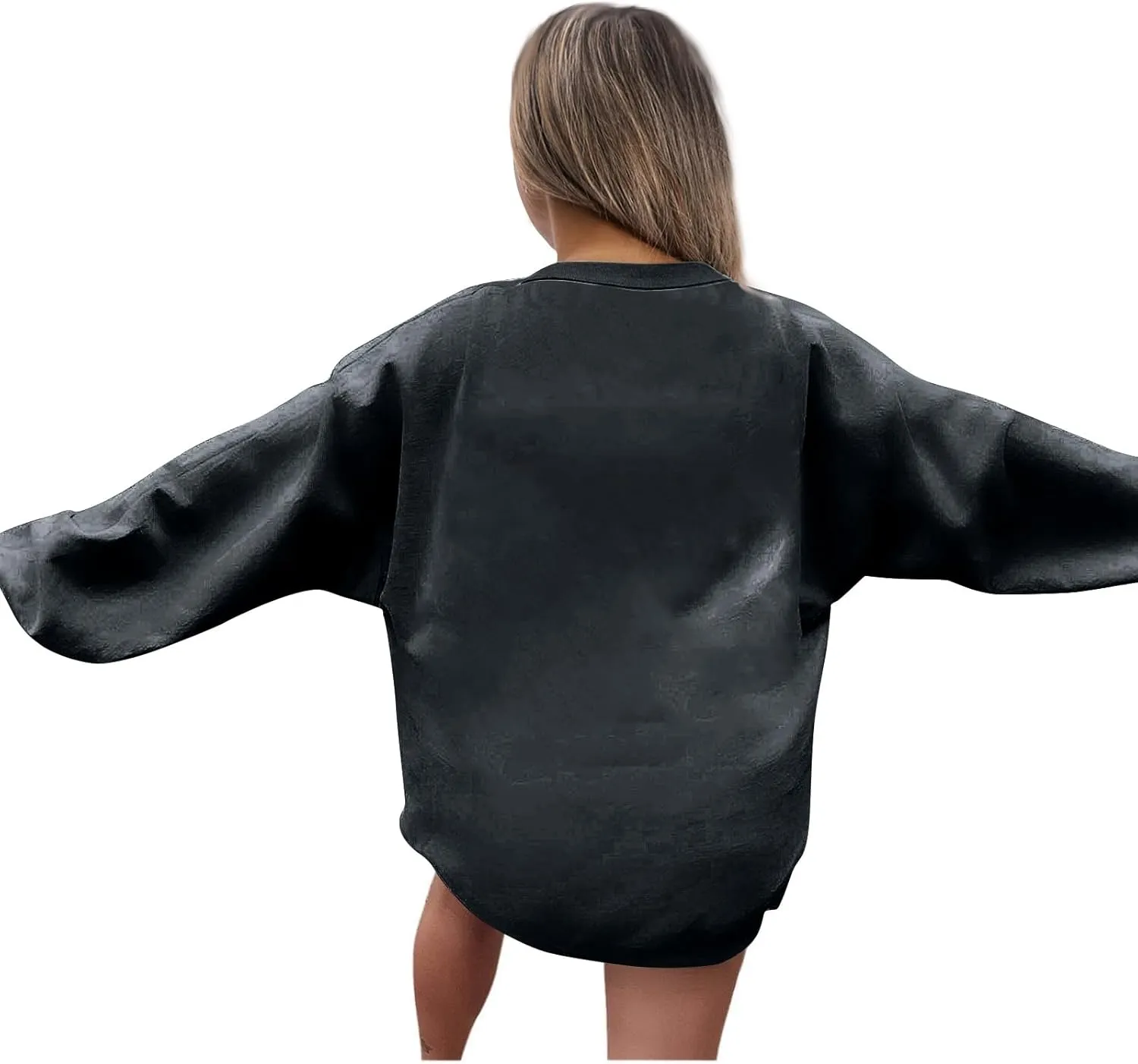 Crewneck Sweatshirts Women Fleece Oversized Hoodie Long Sleeve Shirts Loose Fitting Tops Drop Shoulder Pullover