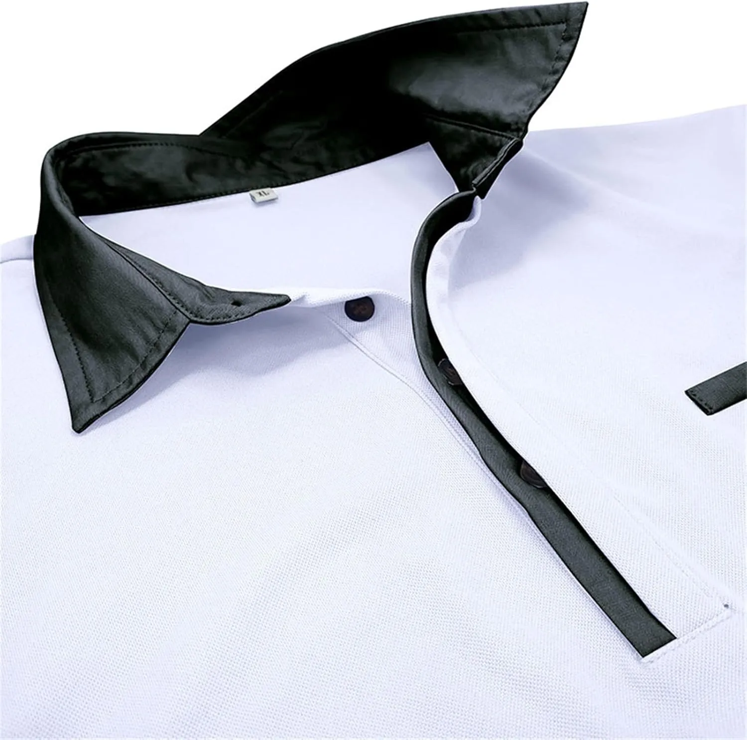 CRNTCEM Mens Long Sleeves Button Up Polo Shirts Chinos Cotton Slim Fit Tennis Shirts Lapel Collar Business Work Golf Teeshirt