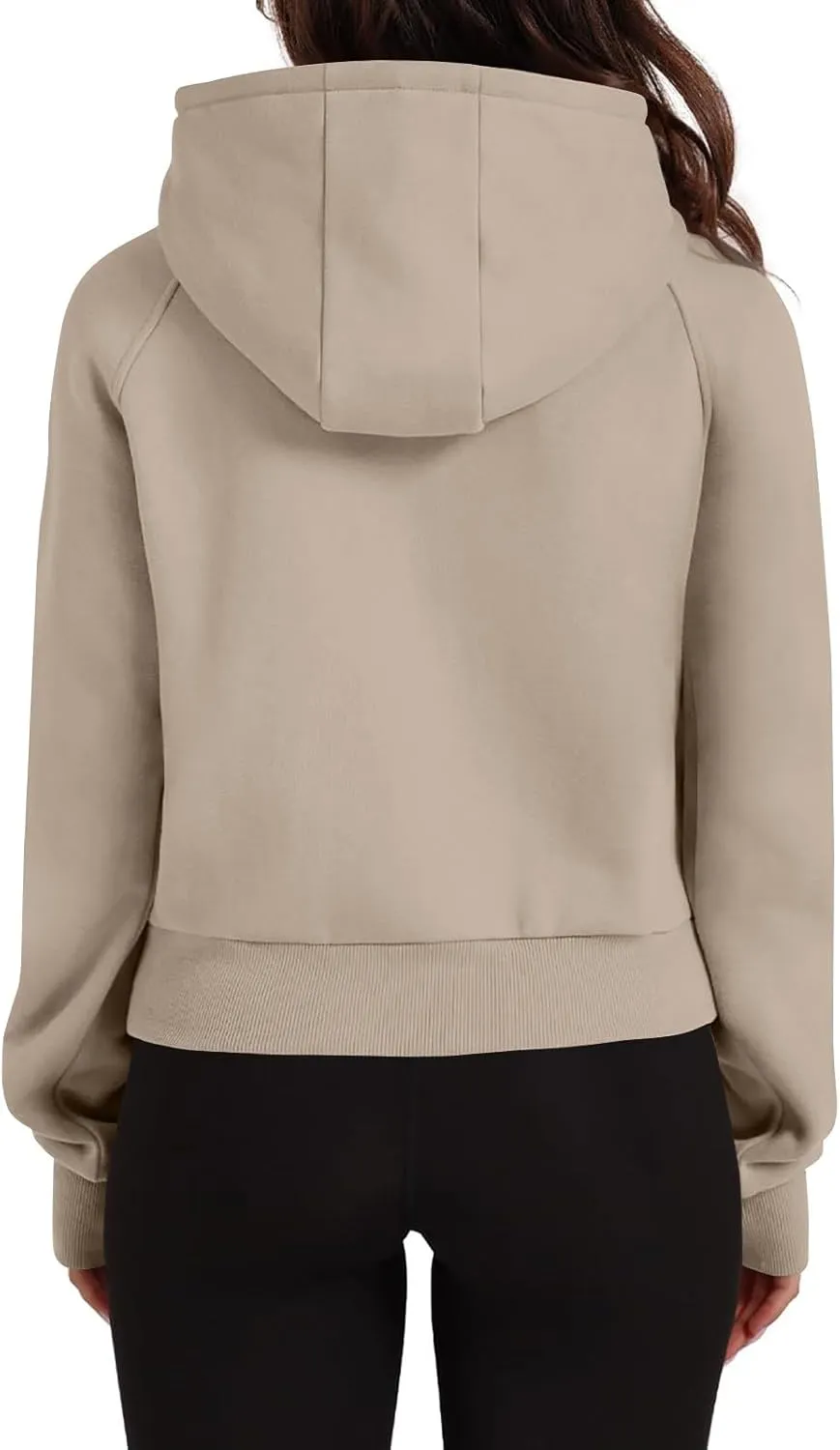Cropped Zip Up Hoodie Women Oversized Sweatshirt with Thumb Holes 2024 Fall Outfits Y2k Fleece Jacket Winter Clothes