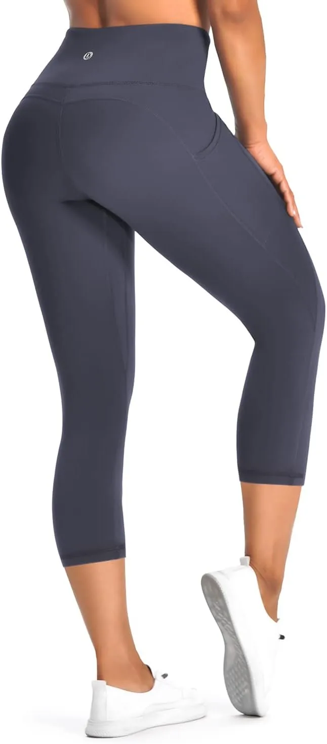 Desol Capri Leggings with Pockets for Women,High Waisted Yoga Pants Tummy Control Gym Workout Womens Leggings