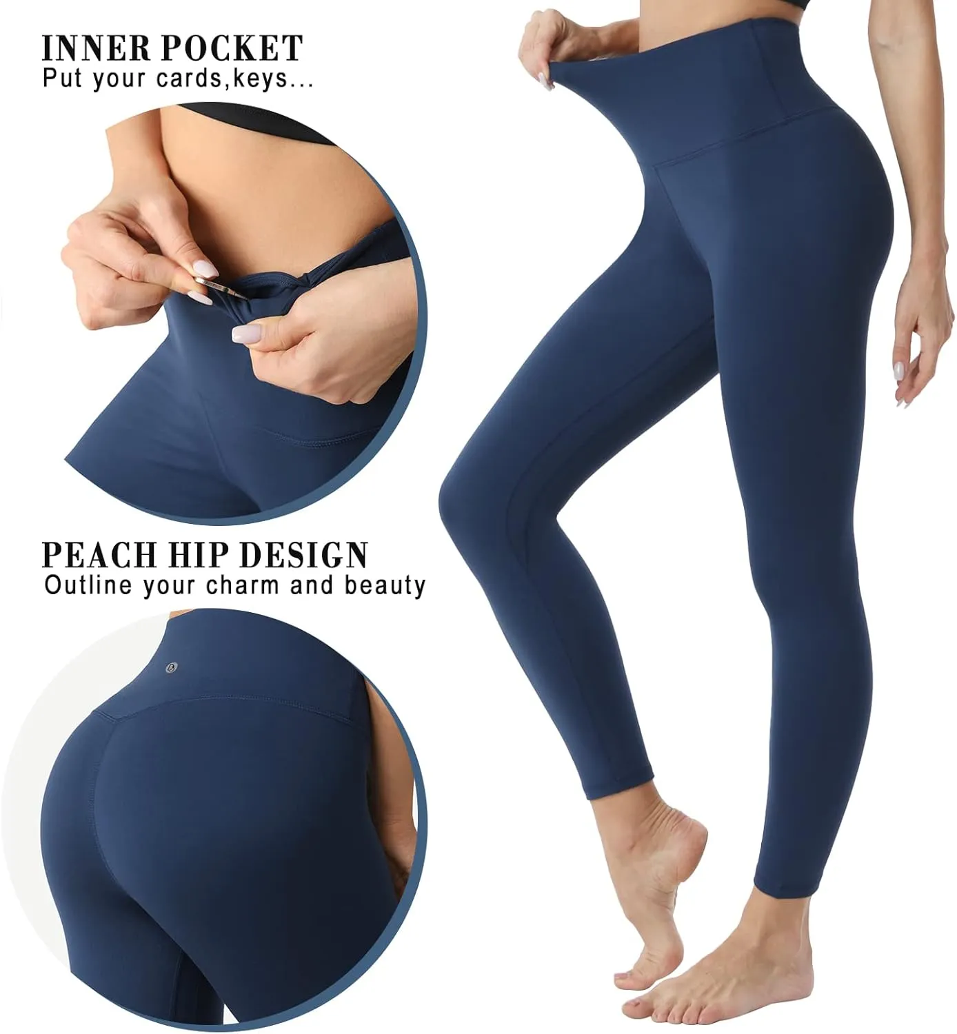 Desol Leggings for Women, High Waisted Yoga Pants Tummy Control Gym Workout Running Womens Leggings 25"/28"