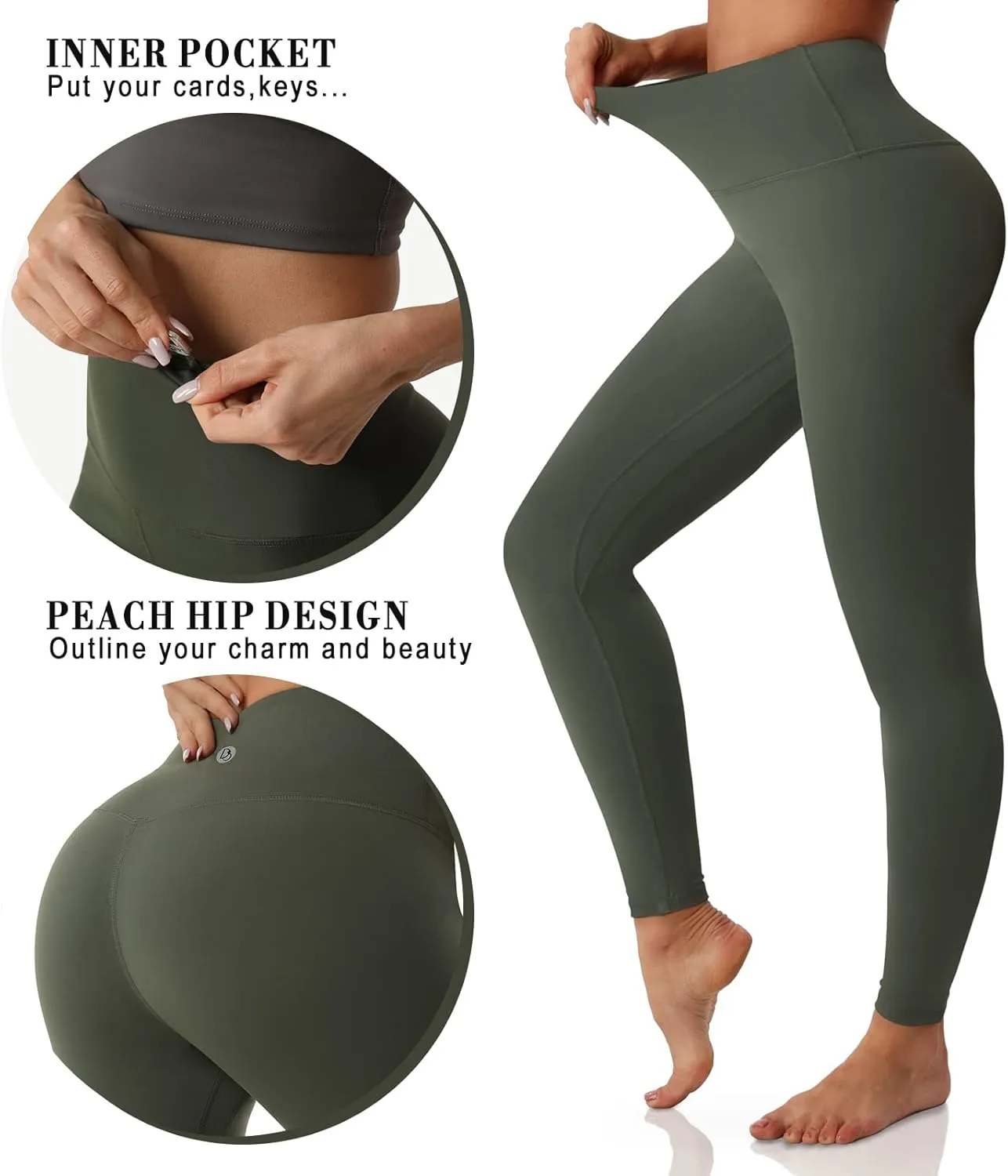Desol Leggings for Women, High Waisted Yoga Pants Tummy Control Gym Workout Running Womens Leggings 25"/28"