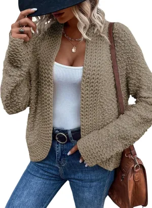 Dokotoo Women's 2025 Fashion Casual Open Front Long Sleeve Chunky Knit Cardigans Sweaters Outerwear Coats