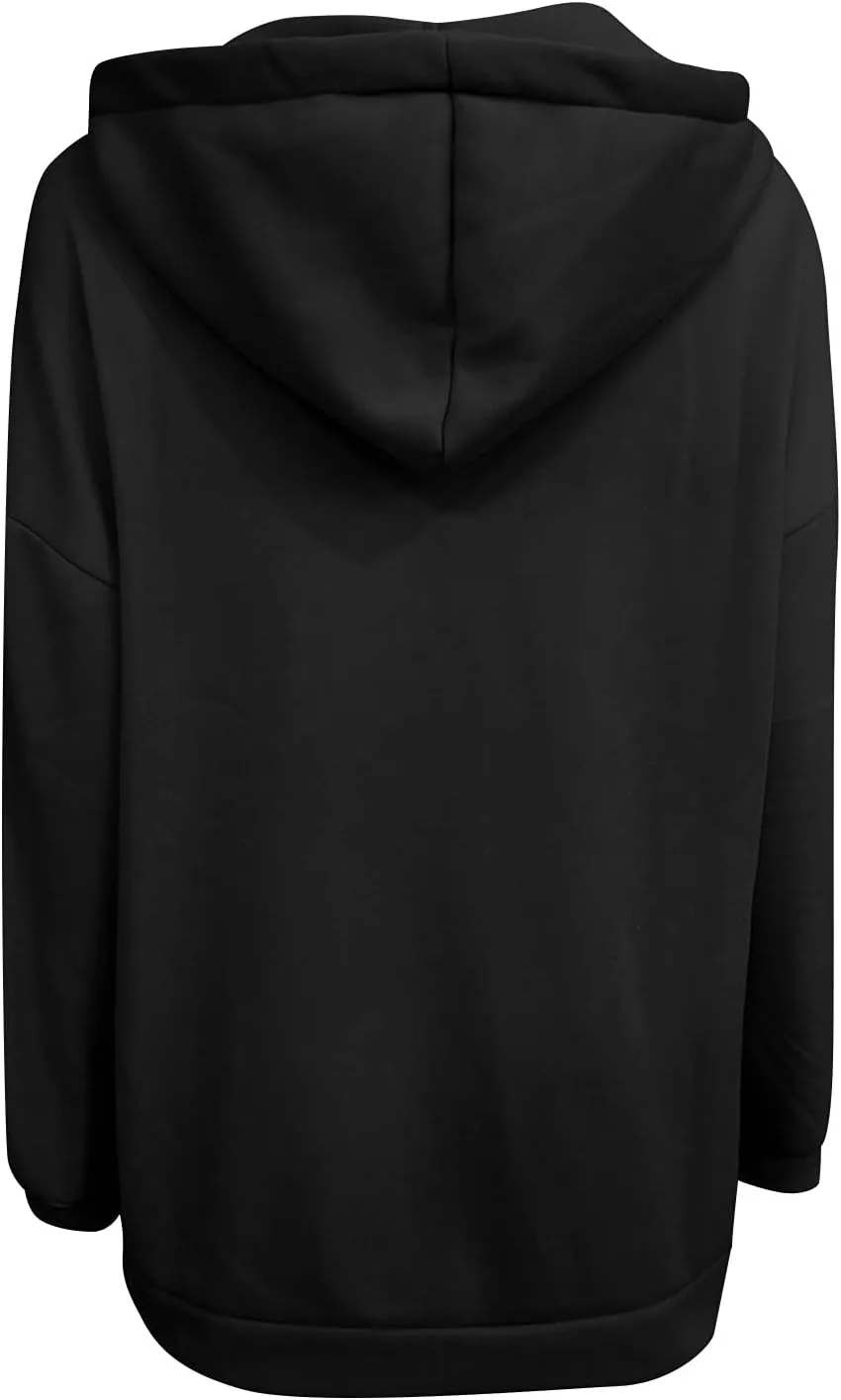 DOLKFU Womens Drawstring Long Hoodie Dress Zip Up Pullover Hooded Sweatshirts Casual Clothes Oversized Y2K Winter Tops