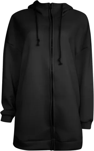 DOLKFU Womens Drawstring Long Hoodie Dress Zip Up Pullover Hooded Sweatshirts Casual Clothes Oversized Y2K Winter Tops