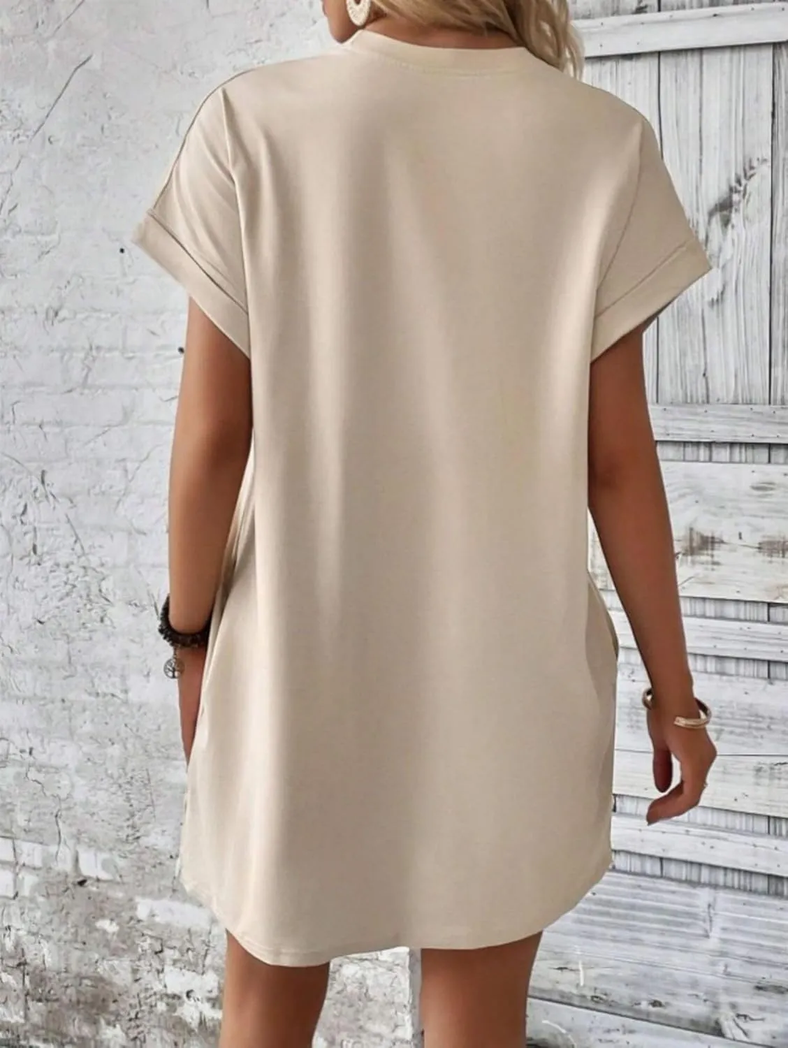 Dresses for Women Summer Batwing Sleeve Crew Neck Mini Dress Solid Color Casual Dressy Sundress Loose Fit Dresses