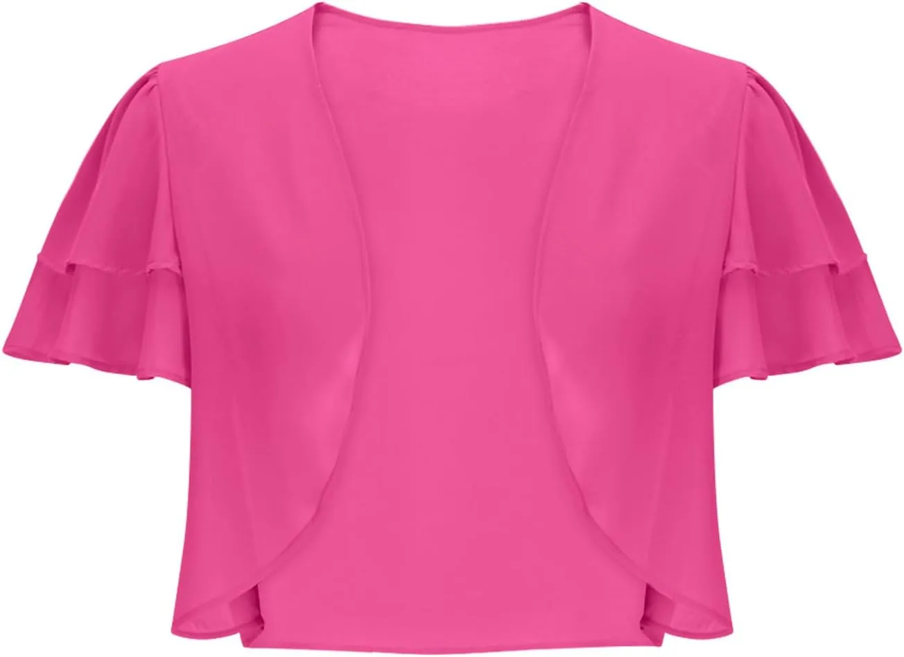 Dressy Ruffle Bolero for Women Short Sleeve Shrugs Lightweight Open Front Cropped Cardigan for Women Over Dress