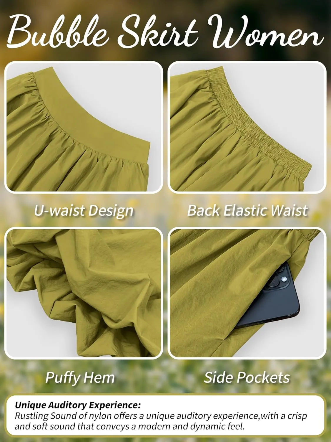 ELLEVEN Women's Bubble Maxi Skirt with PocketsElastic Waist Puffy Hem Y2k Skirt Casual A Line Long Skirts