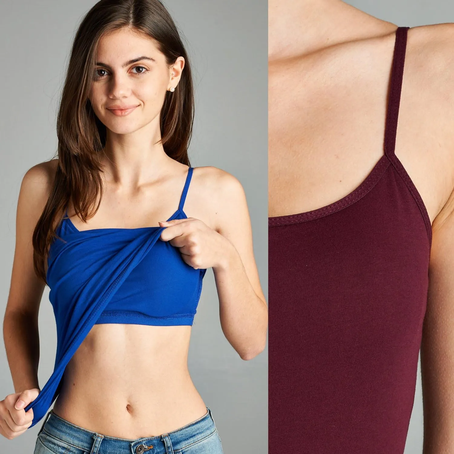 Emmalise Women's Camisole Built in Bra Wireless Fabric Support Short Cami