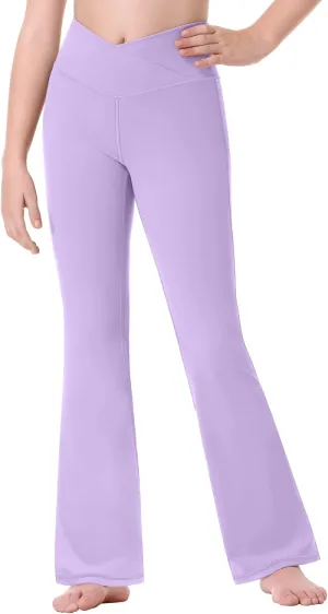 Ewedoos Girls Flare Leggings Crossover with Pocket Preppy Clothes Leggings for Girls Yoga Pants Dance Casual Uniform