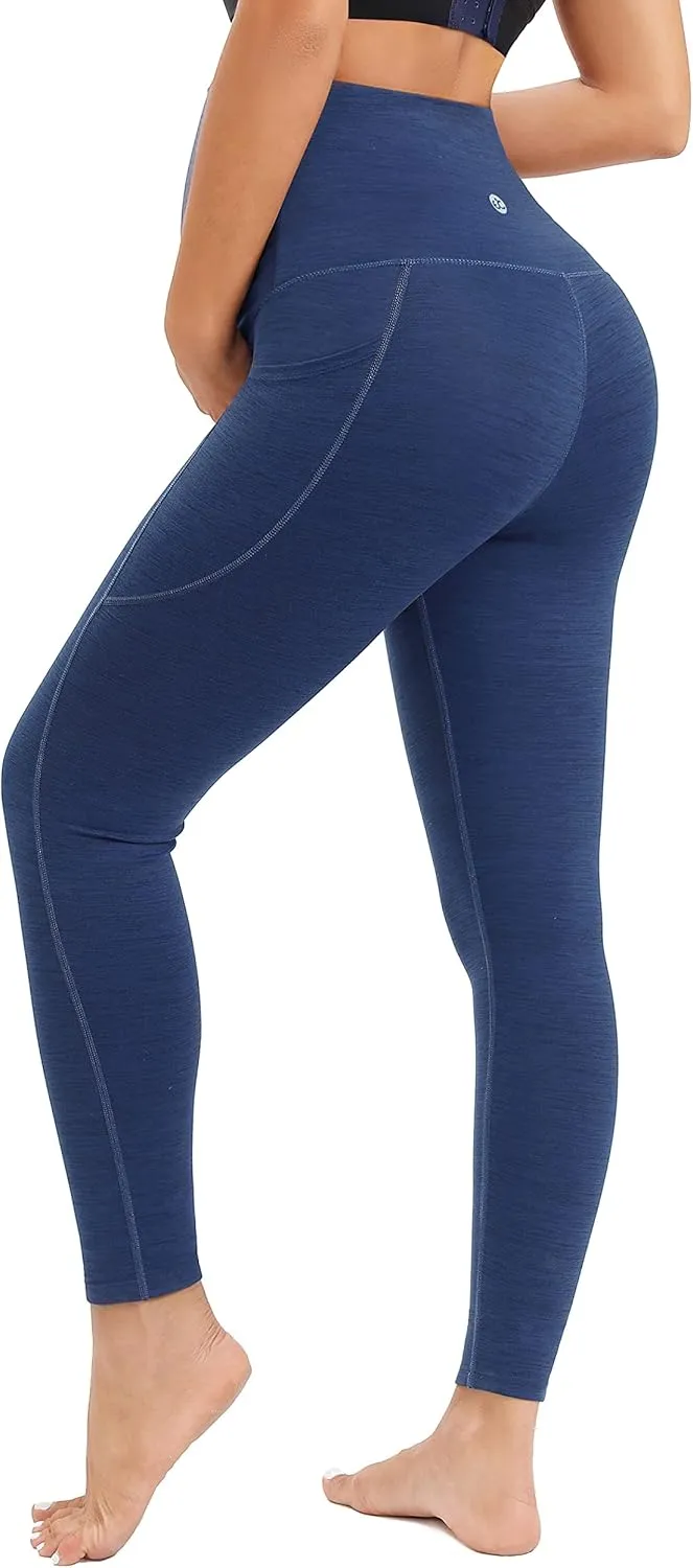 Ewedoos Maternity Leggings Shirred Side Pregnancy Leggings for Women Buttery Soft Maternity Yoga Pants with Pockets