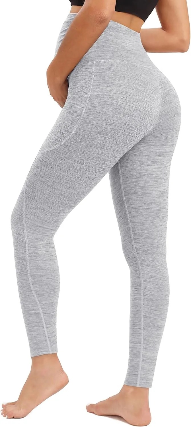 Ewedoos Maternity Leggings Shirred Side Pregnancy Leggings for Women Buttery Soft Maternity Yoga Pants with Pockets