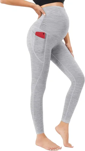 Ewedoos Maternity Leggings Shirred Side Pregnancy Leggings for Women Buttery Soft Maternity Yoga Pants with Pockets