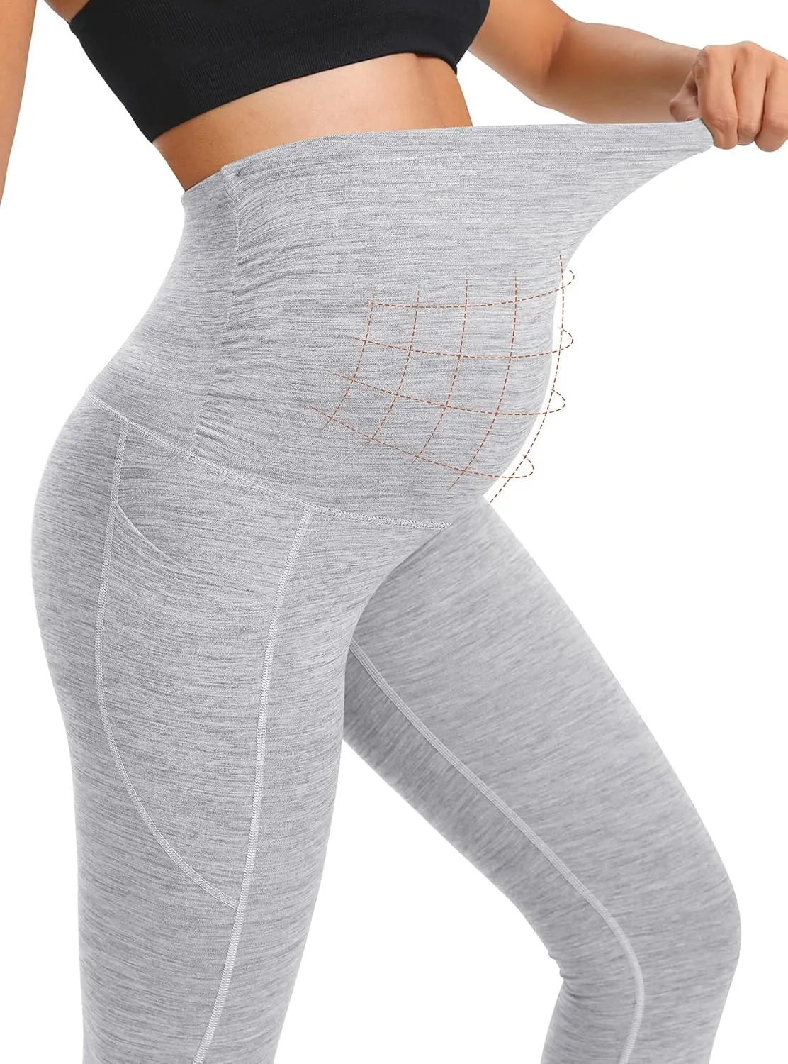 Ewedoos Maternity Leggings Shirred Side Pregnancy Leggings for Women Buttery Soft Maternity Yoga Pants with Pockets