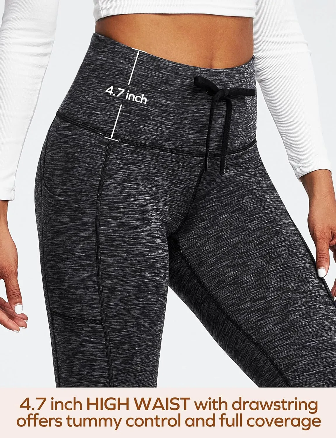 Ewedoos Womens Fleece Lined Leggings with Pockets Water Resistant High Waisted Thermal Winter Leggings for Women Hiking