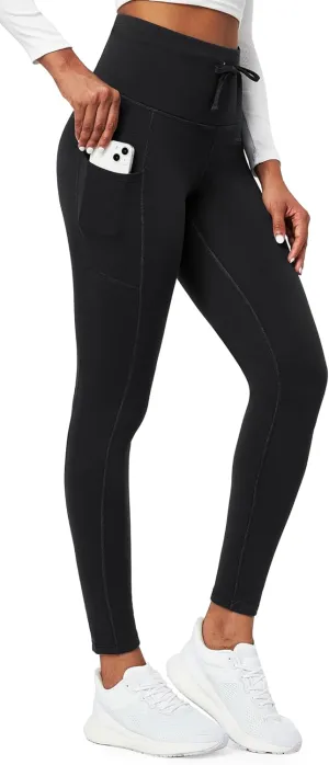 Ewedoos Womens Fleece Lined Leggings with Pockets Water Resistant High Waisted Thermal Winter Leggings for Women Hiking
