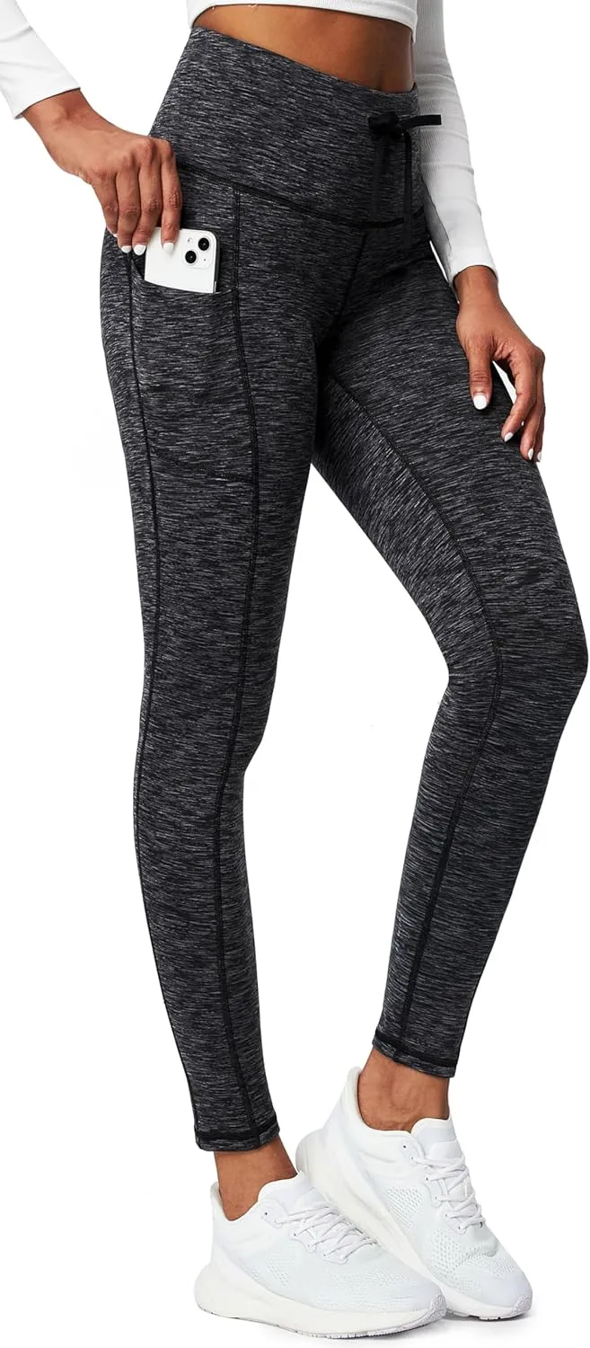 Ewedoos Womens Fleece Lined Leggings with Pockets Water Resistant High Waisted Thermal Winter Leggings for Women Hiking