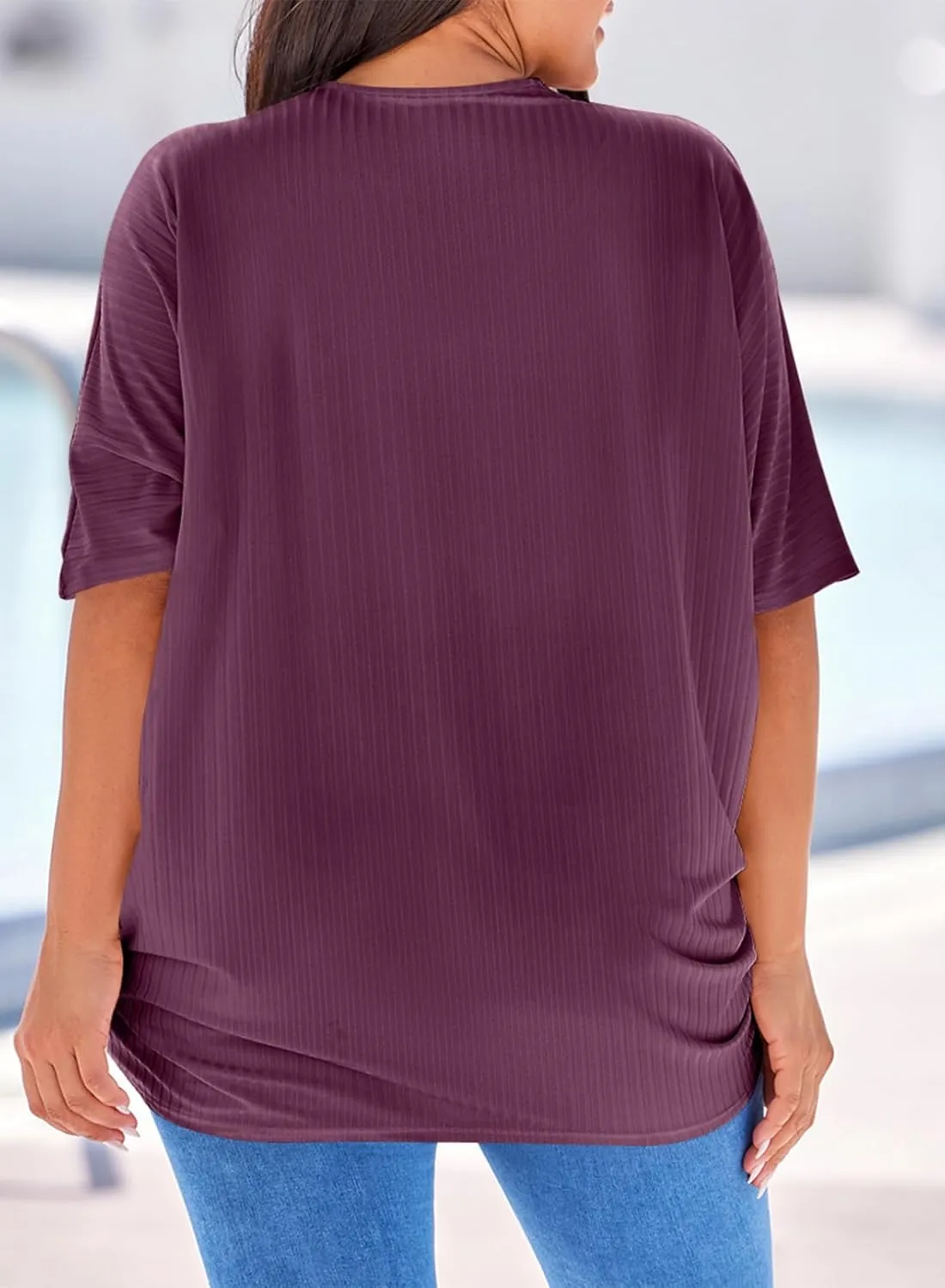 Eytino Womens Plus Size Summer Cardigan Casual Half Sleeve Ruched Open Front Cardigans Tops(1X-5X)