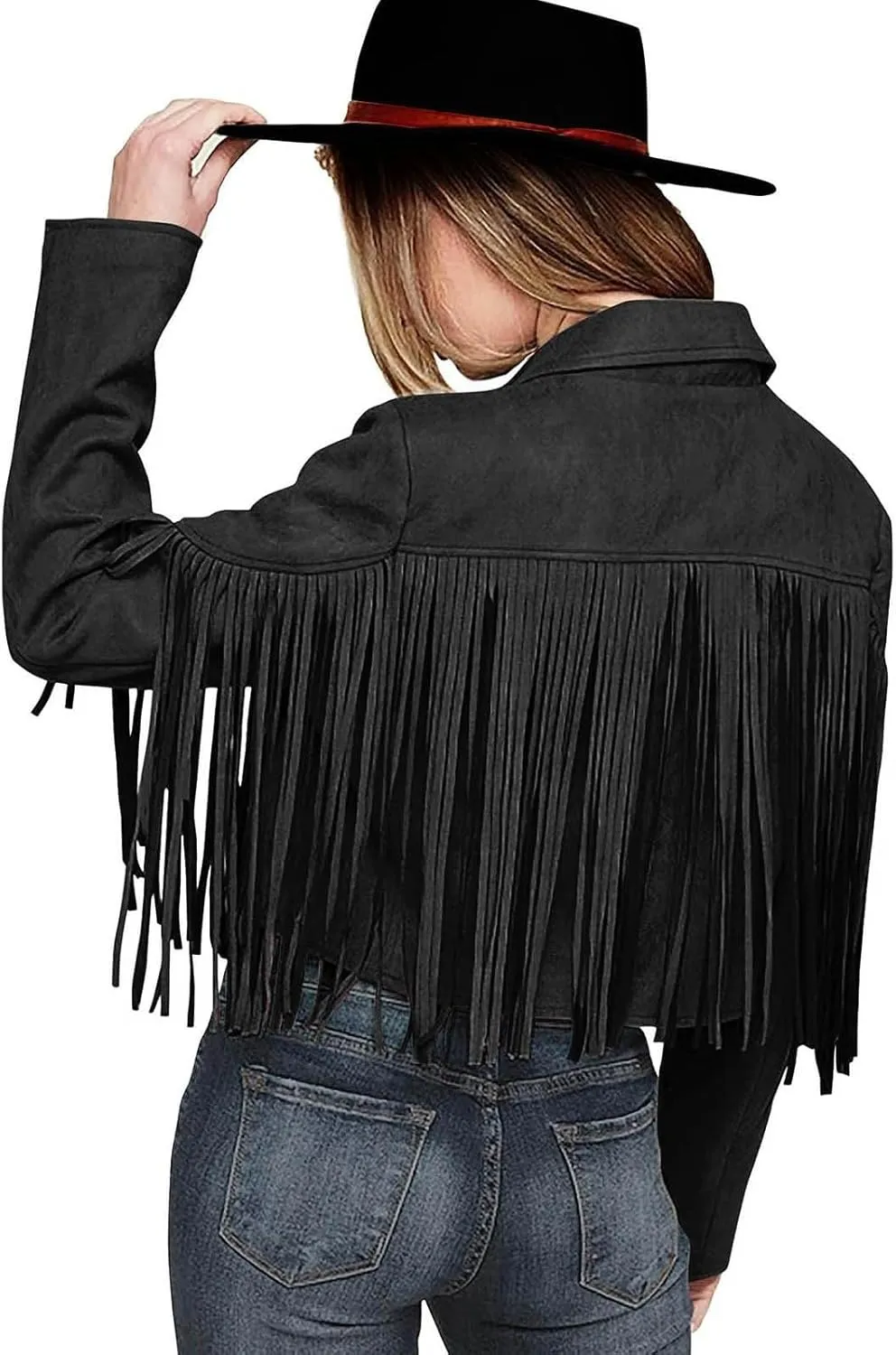 Faux Leather Jackets for Women 2025 Fashion Moto Biker Jacket Fall Winter Fringe Cowboy Cropped Jacket Cool Cardigan