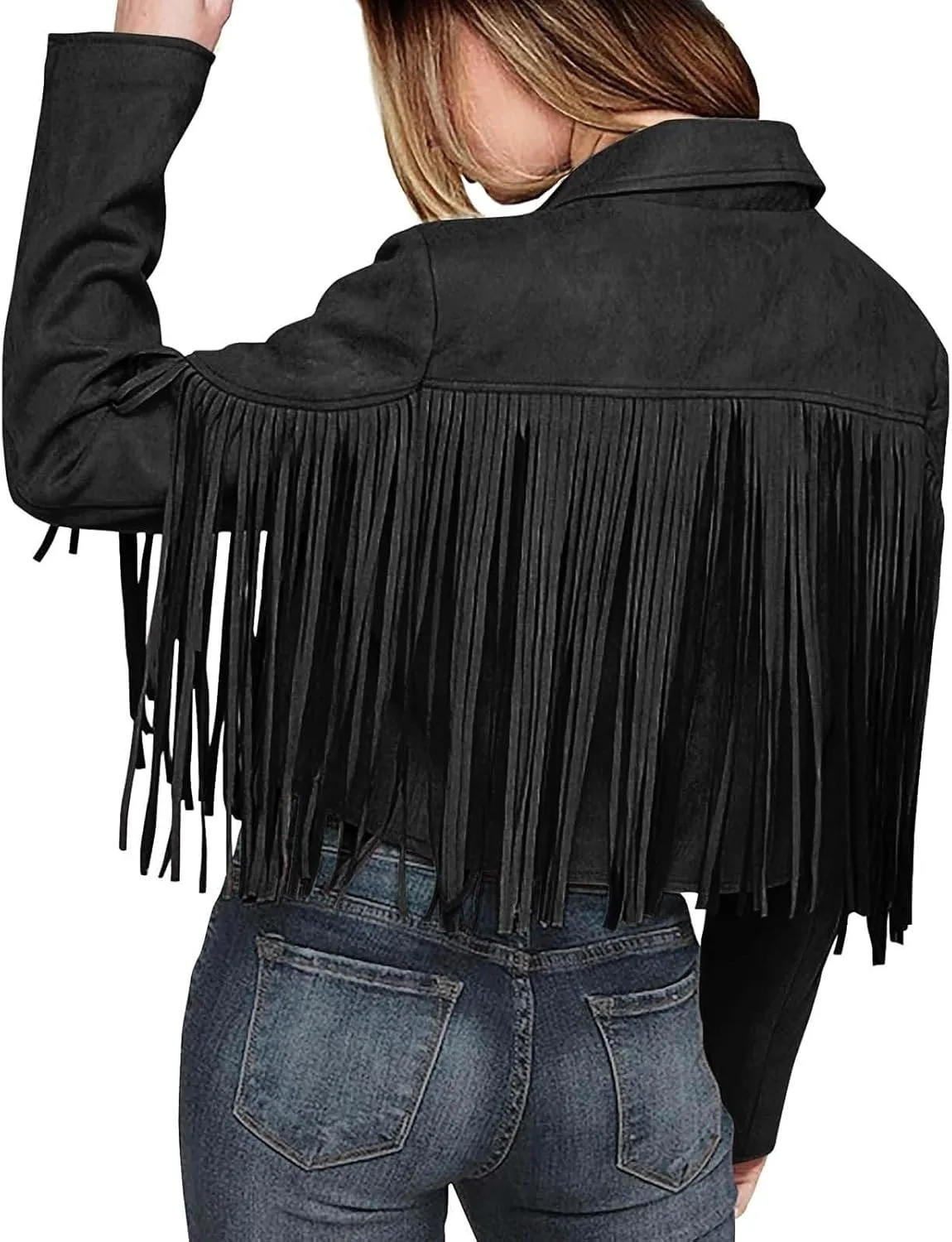 Faux Leather Jackets for Women 2025 Fashion Moto Biker Jacket Fall Winter Fringe Cowboy Cropped Jacket Cool Cardigan