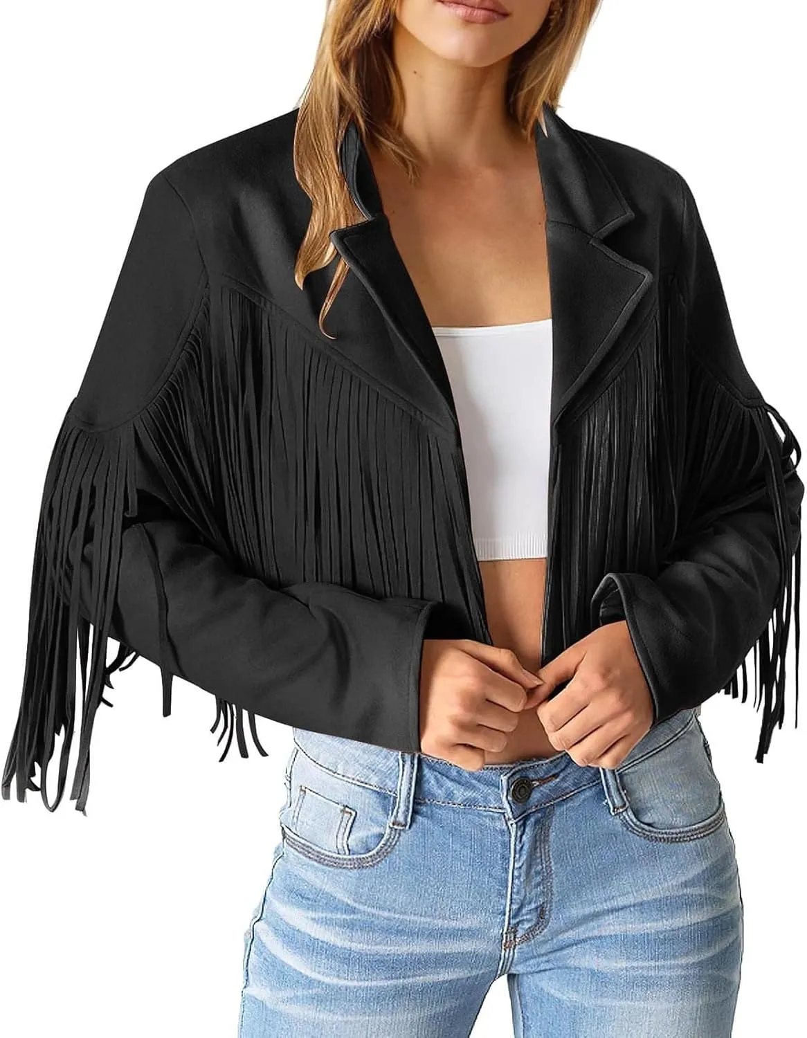 Faux Leather Jackets for Women 2025 Fashion Moto Biker Jacket Fall Winter Fringe Cowboy Cropped Jacket Cool Cardigan