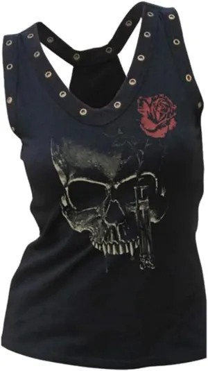 Fensajomon Skull Shirt for Women Tank Top Sleeveless Workout Summer Printed Loose Running T-Shirt Vest