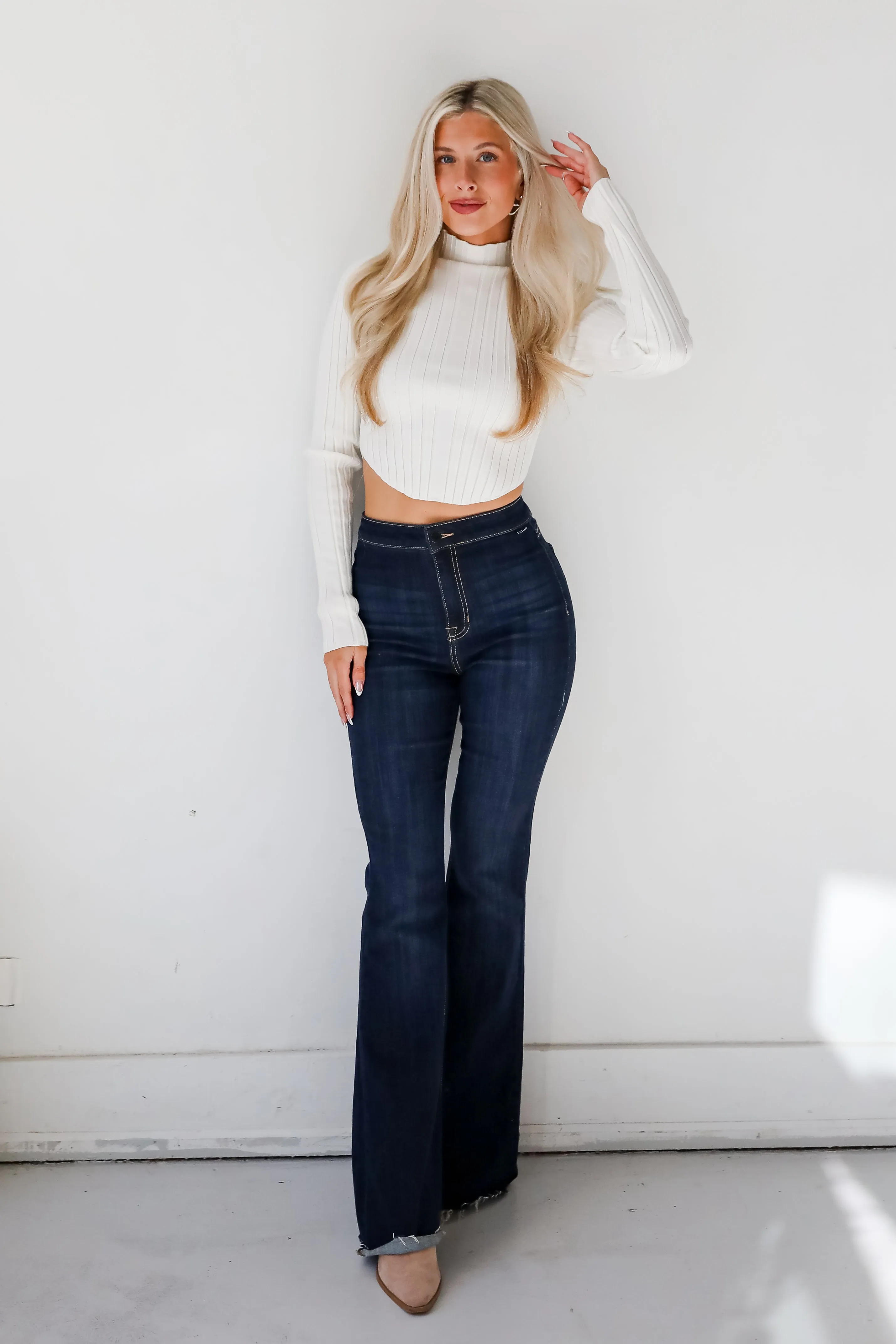 FINAL SALE - Decidedly Flirtatious Ribbed Mock Neck Top - DOORBUSTER