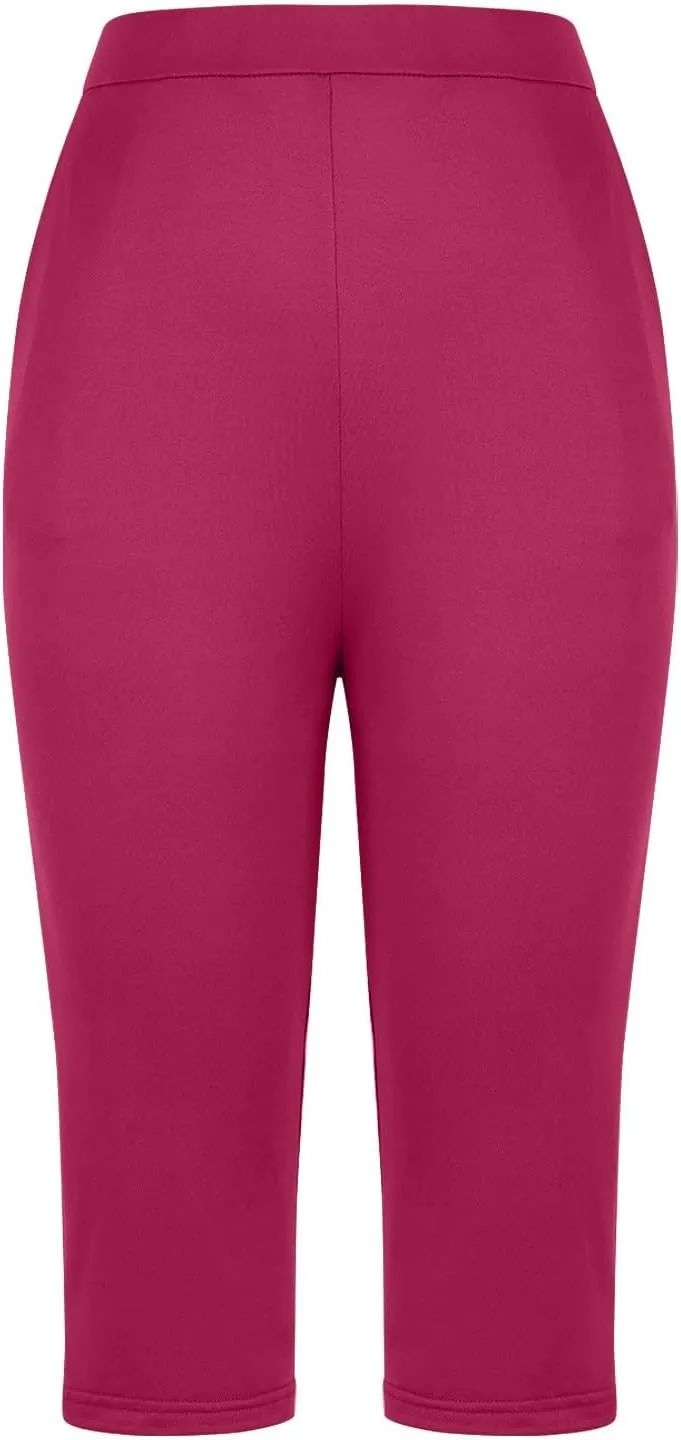 Firzero Womens Leggings with Pocket 2024 Summer Capri Leggings Knee Length Casual Workout Yoga Capri Pants Cropped Trousers