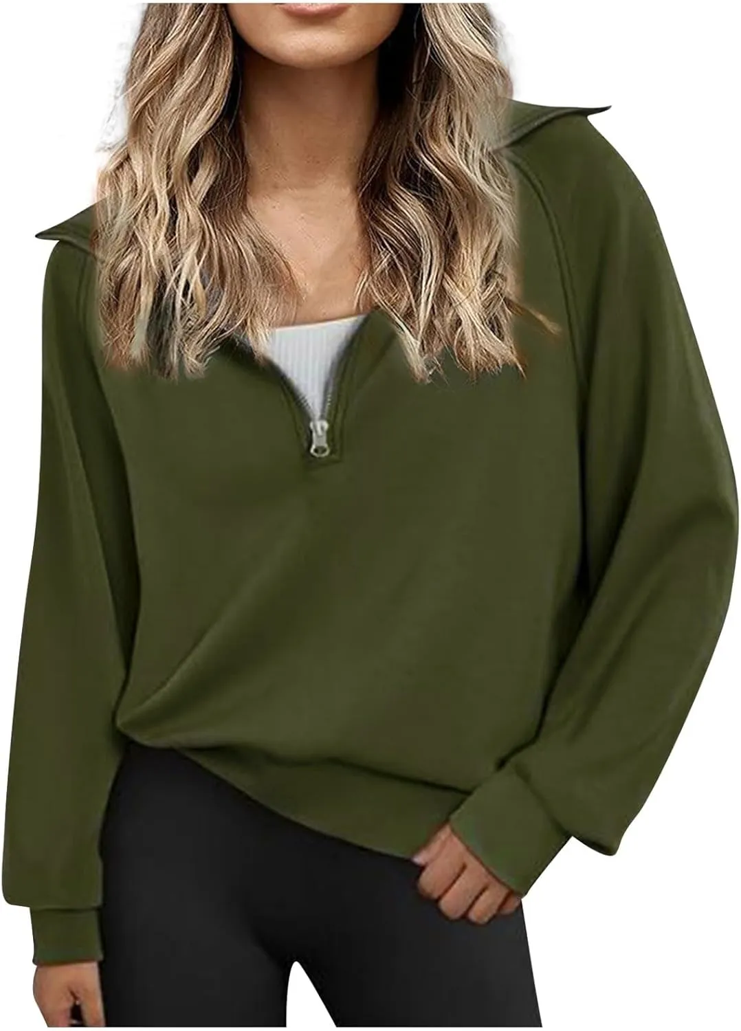 Fleece Half Zip Pullover Women Oversized Quarter Zip Sweatshirt Casual Long Sleeve Fall Sweatshirts Y2k Preppy Clothes