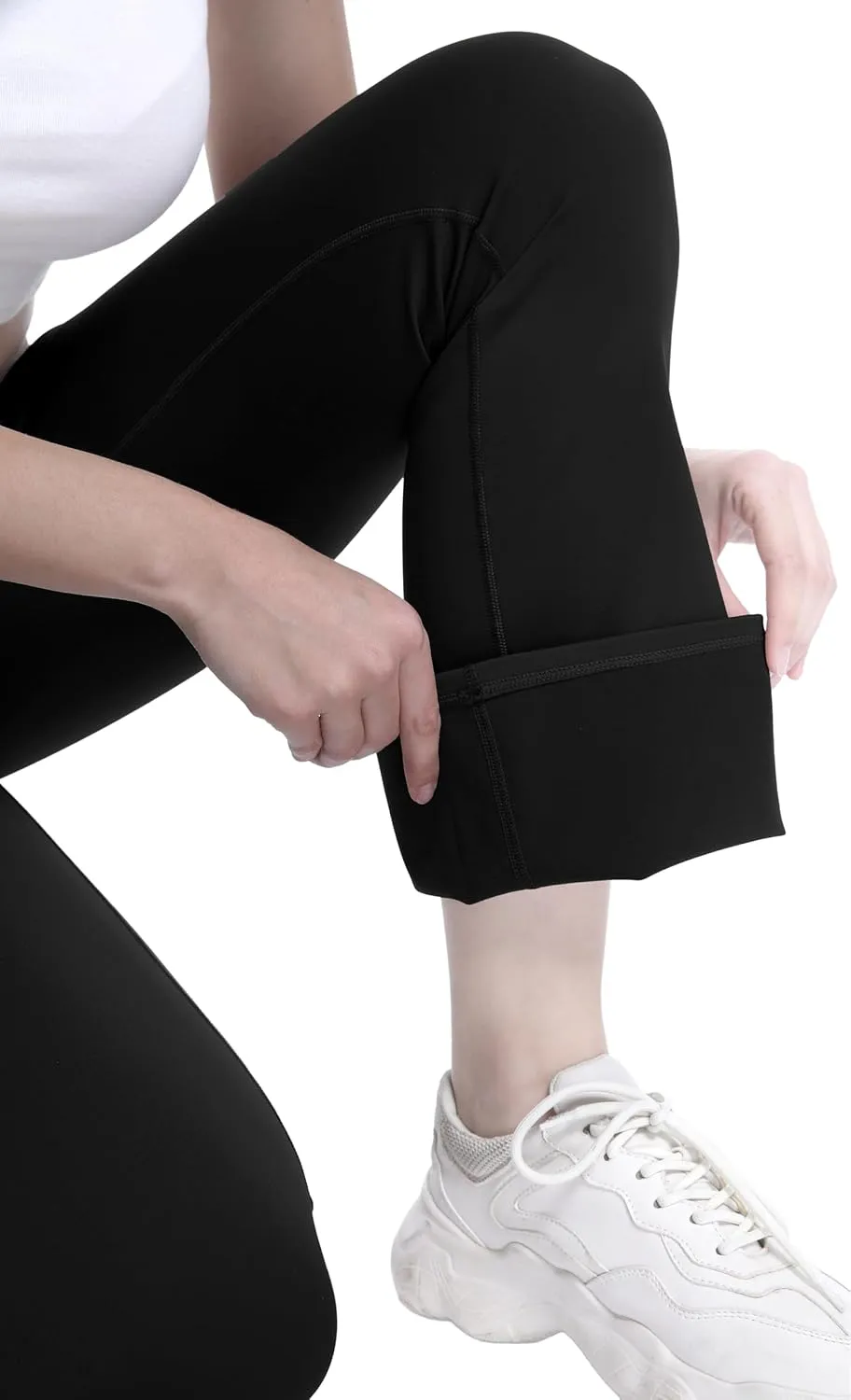 Fleece Lined Leggings for Women Flare High Waist Tummy Control Soft Bootcut Yoga Pants with Pockets Leggings
