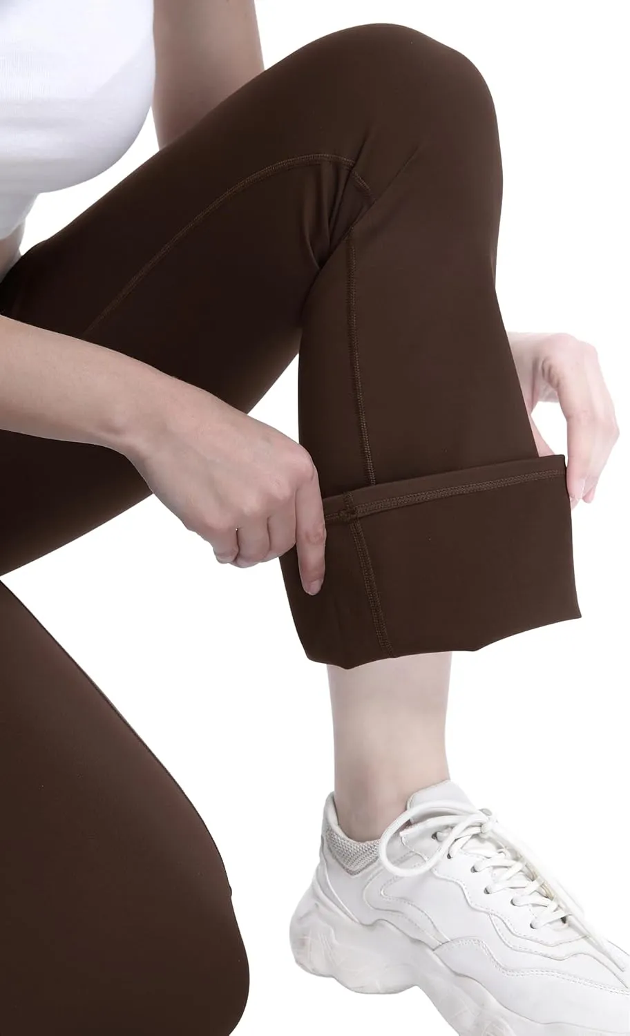 Fleece Lined Leggings for Women Flare High Waist Tummy Control Soft Bootcut Yoga Pants with Pockets Leggings