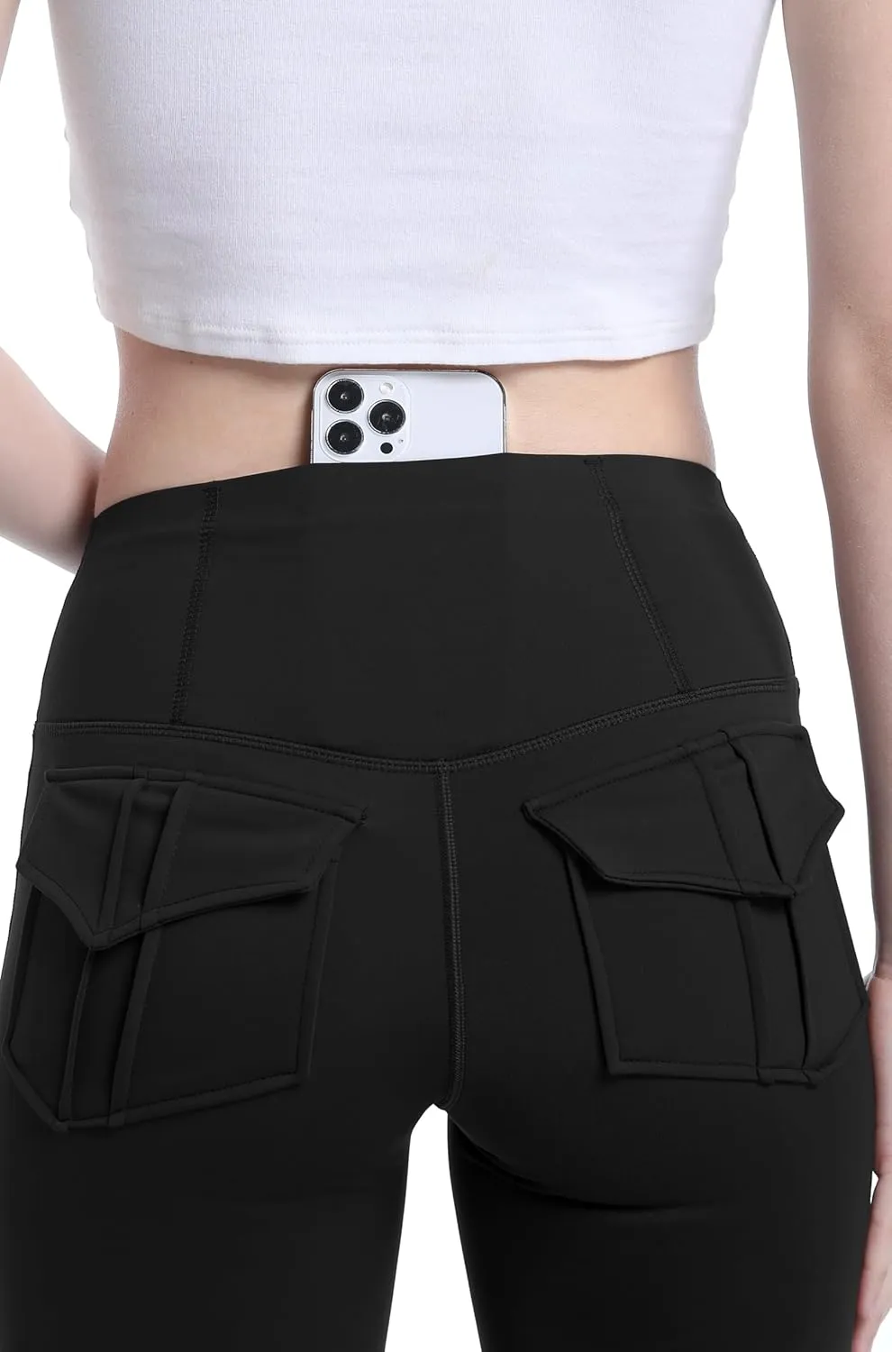 Fleece Lined Leggings for Women Flare High Waist Tummy Control Soft Bootcut Yoga Pants with Pockets Leggings