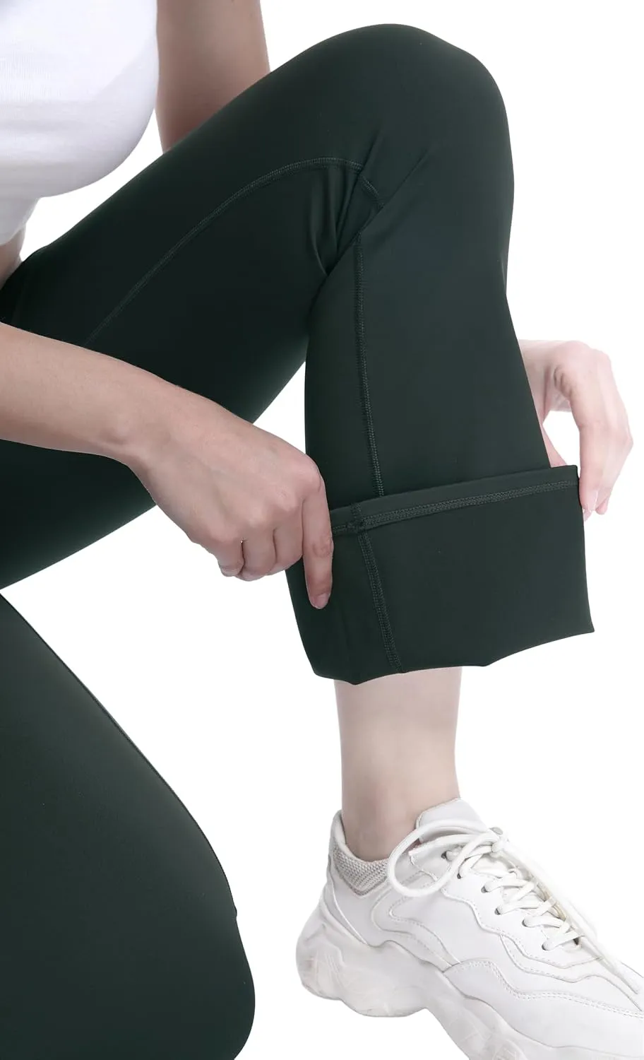 Fleece Lined Leggings for Women Flare High Waist Tummy Control Soft Bootcut Yoga Pants with Pockets Leggings