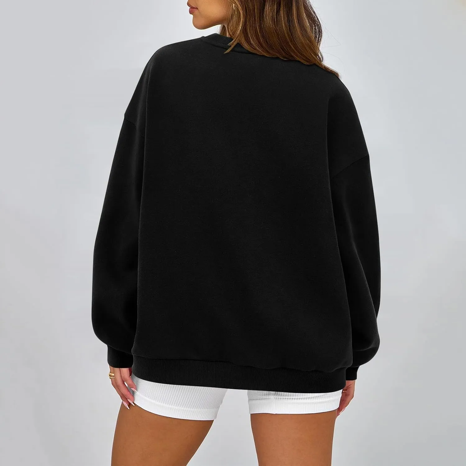 Fleece Plus Size Crewneck Sweatshirts Women Oversized Sweatshirt Hoodies Tunic Pullover Warm Sweaters Casual Tops