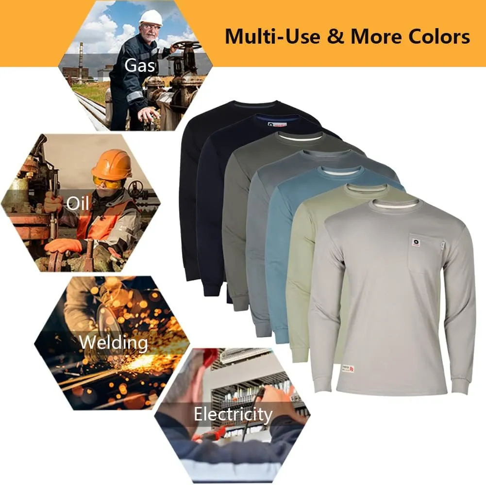 FR Shirts for Men 6.5oz Lightweight Fire Resistant Shirts for Men Long Sleeve NFPA2112/CAT2