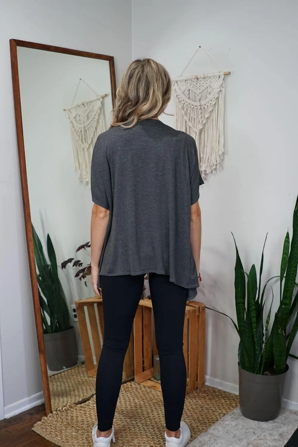 Free to Live 3 Pack Dolman Short Sleeve Cardigan for Women Lightweight Open Front Kimono Fall Sweaters Dressy Casual Cover Up