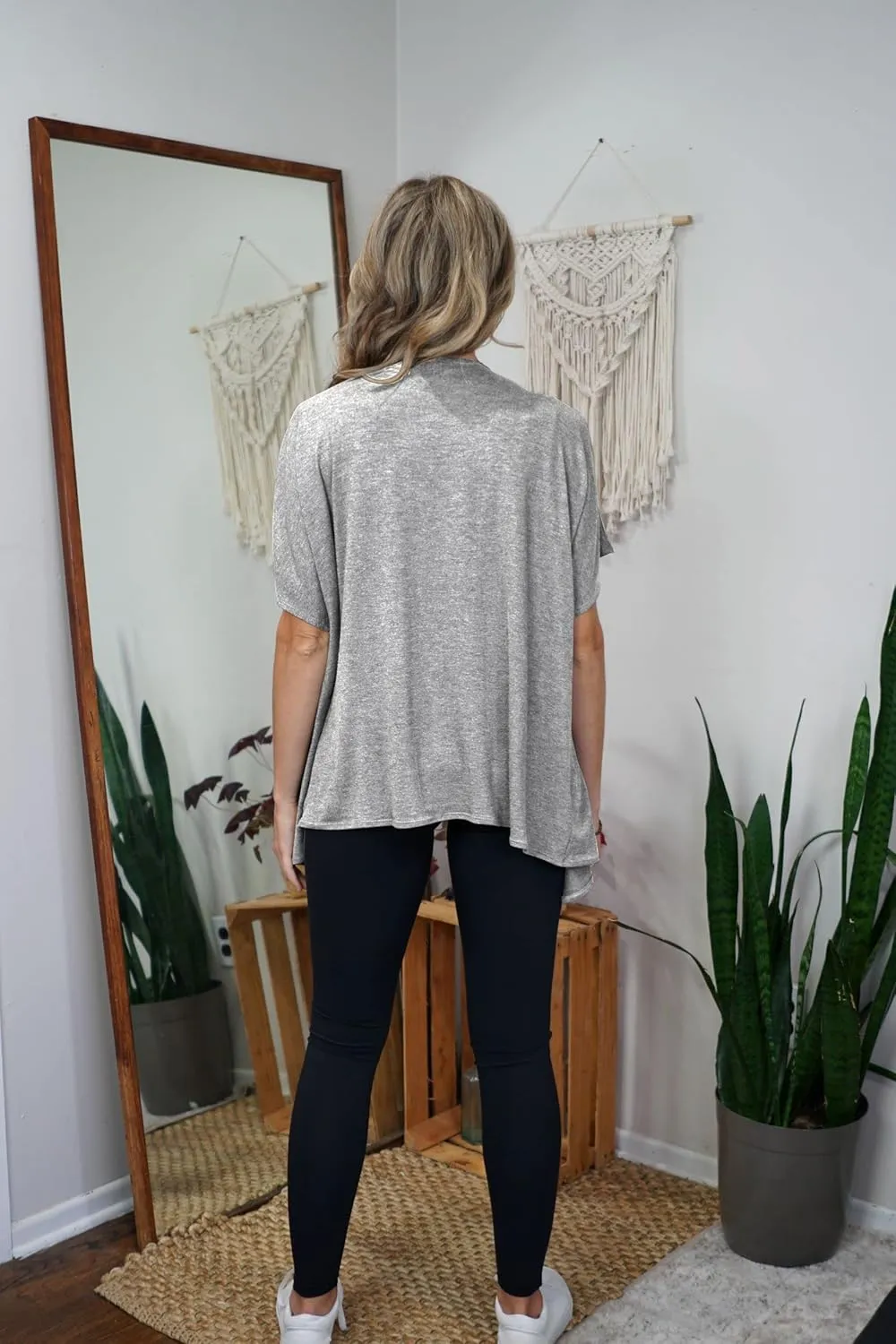Free to Live 3 Pack Dolman Short Sleeve Cardigan for Women Lightweight Open Front Kimono Fall Sweaters Dressy Casual Cover Up